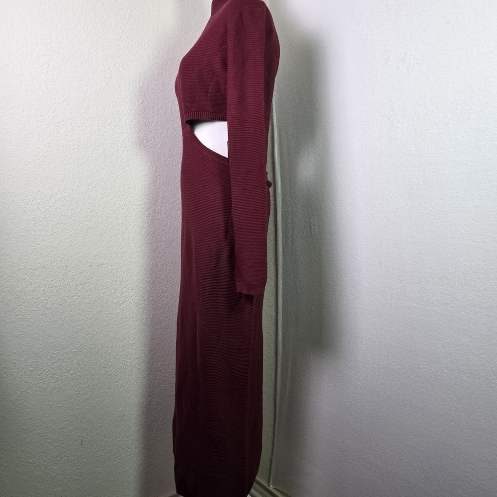 Lulus Burgundy Cutout Knit Maxi Sweater Dress Women’s XL NWT Long Sleeve Bodycon - Picture 3 of 11